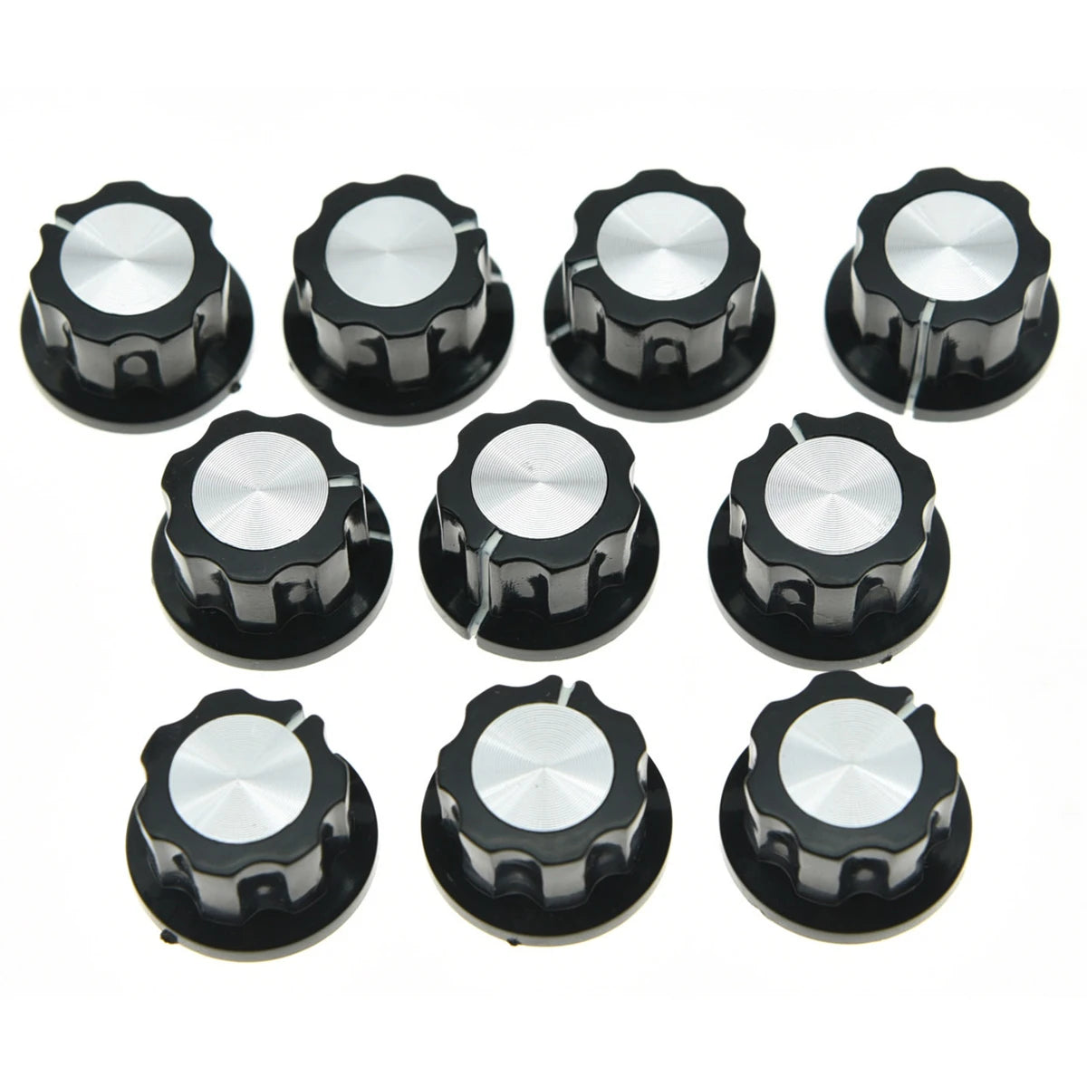 Bouton X 10 pièces de couleur Black W/ Chrome Cap pour Effects Pedal Etc..